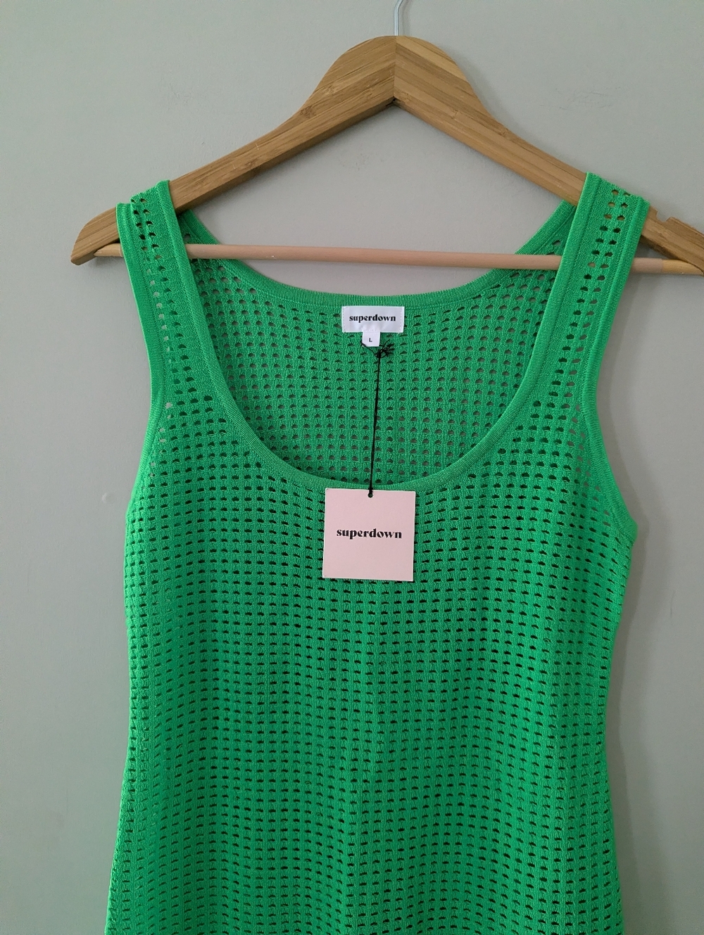 Superdown Revolve Green Talulah Knit Mini Dress NWT Large Swim Coverup - Picture 2 of 6